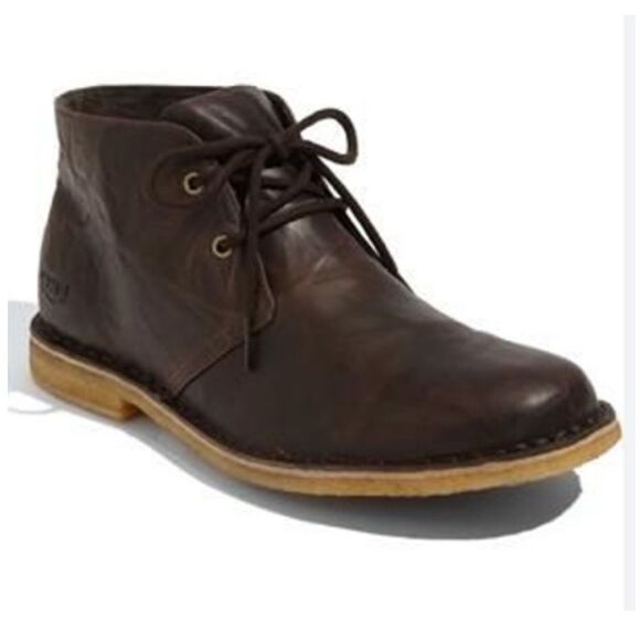 UGG 15 Men’s Leighton 3275 M Chocolate Brown Tan Soles Leather Twinsole Boots - Picture 1 of 16